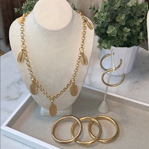 Lale 24k Gold Ptd Rolo Chain w Reversible Leafs